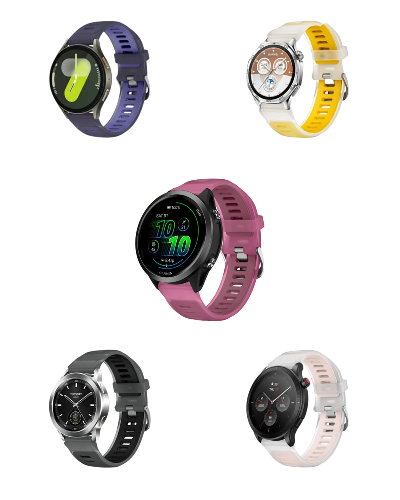 CORREA 22MM BICOLOR COMPATIBLE HUAWEI GT/GARMIN/GALAXY 2.2 CM VERDE LIMA - 1