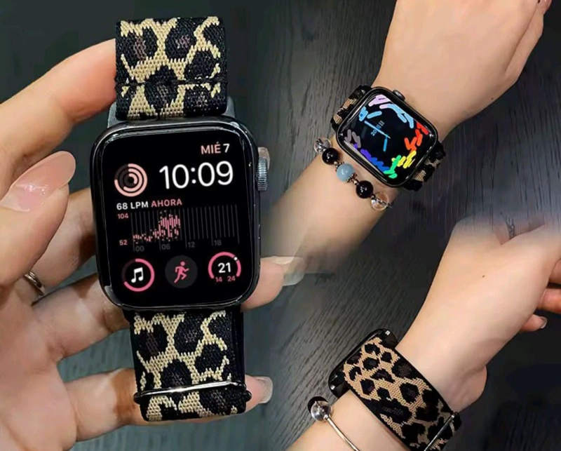 CORREA LEOPARDO NEGRO ANIMALPRINT APPLE WATCH 38-41MM SE1-SE8 - 2
