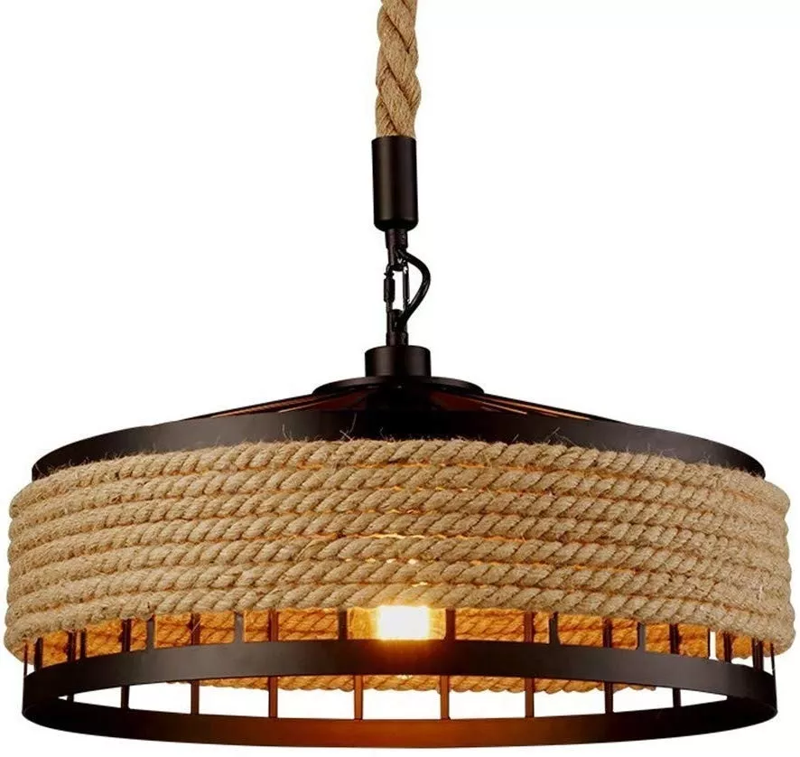 LÁMPARA COLGANTE RETRO CUERDA CAÑAMO 40 CM INCLUYE AMPOLLETA - 1