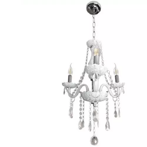 LÁMPARA CANDELABRO LAGRIMAS CRISTAL BLANCA 3 SOQUETES - 1