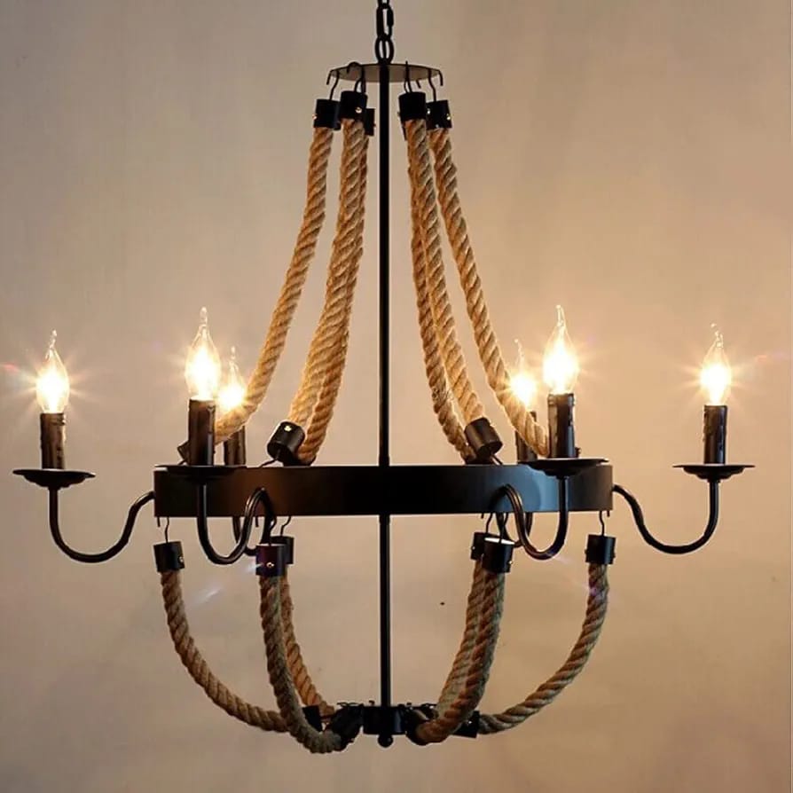 Lámpara Colgante Candelabro Industrial - 8 Brazos, Altura Ajustable, Bombillas E14 (no Incluidas), Para Comedor O Cocina