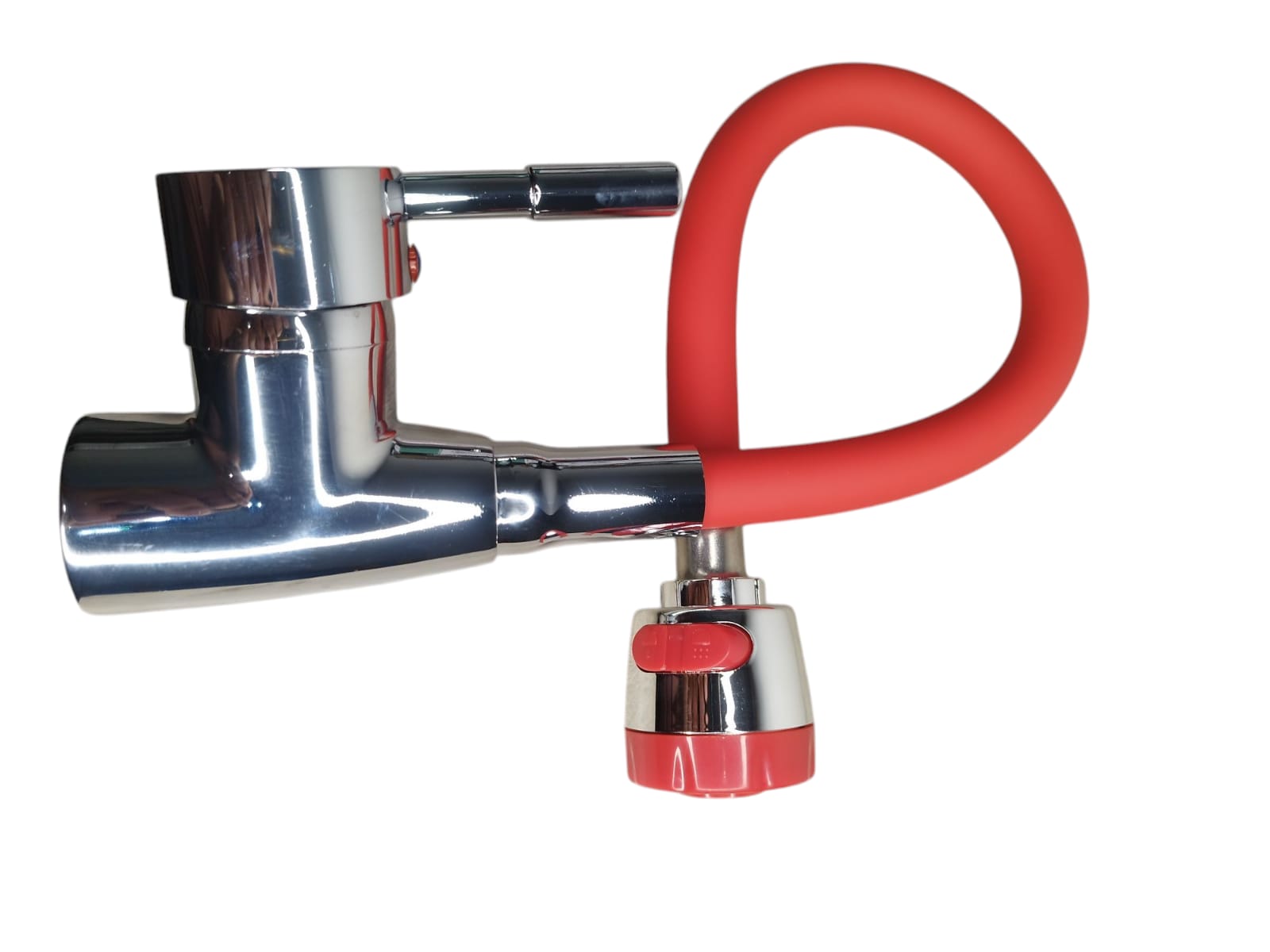 LLAVE MONOMANDO FLEXIBLE ROJA DOBLE CHORRO LAVAPLATO FRIA Y CALIENTE - 2