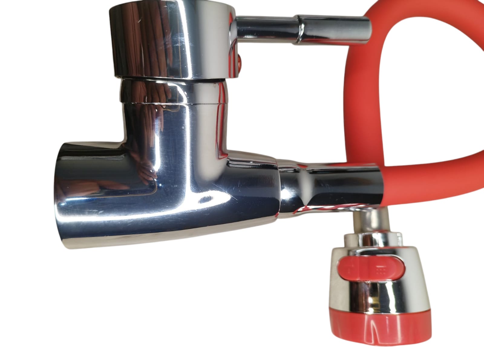 LLAVE MONOMANDO FLEXIBLE ROJA DOBLE CHORRO LAVAPLATO FRIA Y CALIENTE - 5