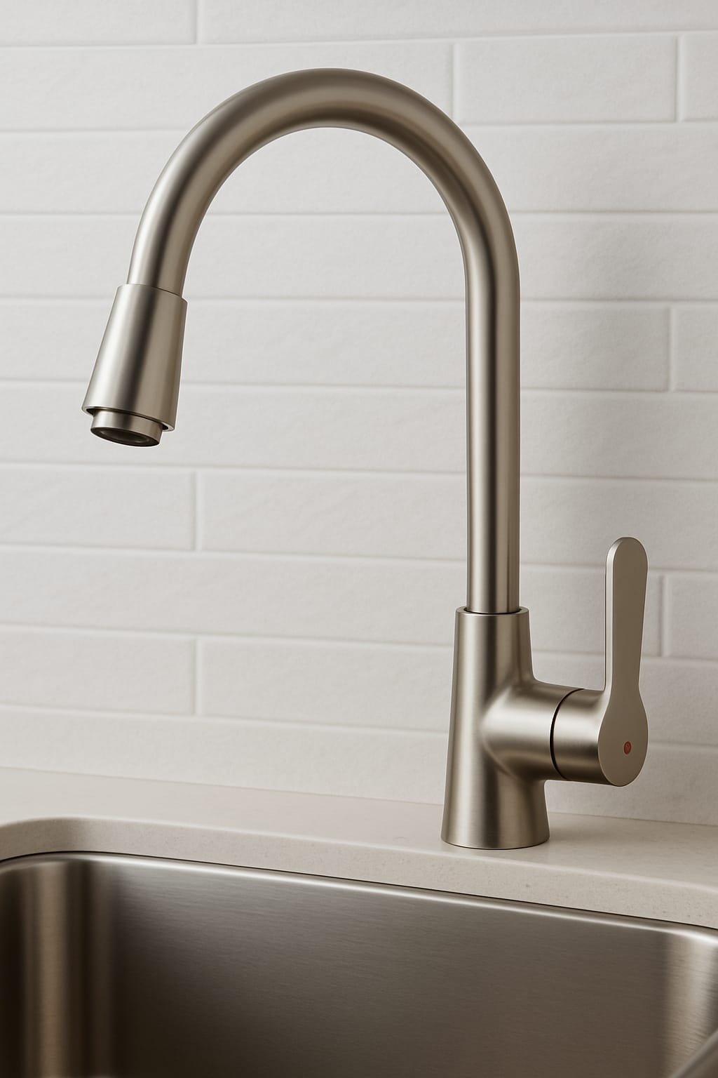 LLAVE MONOMANDO COCINA ACERO INOXIDABLE 42CM ALTO PLATEADO SATINADO - 3