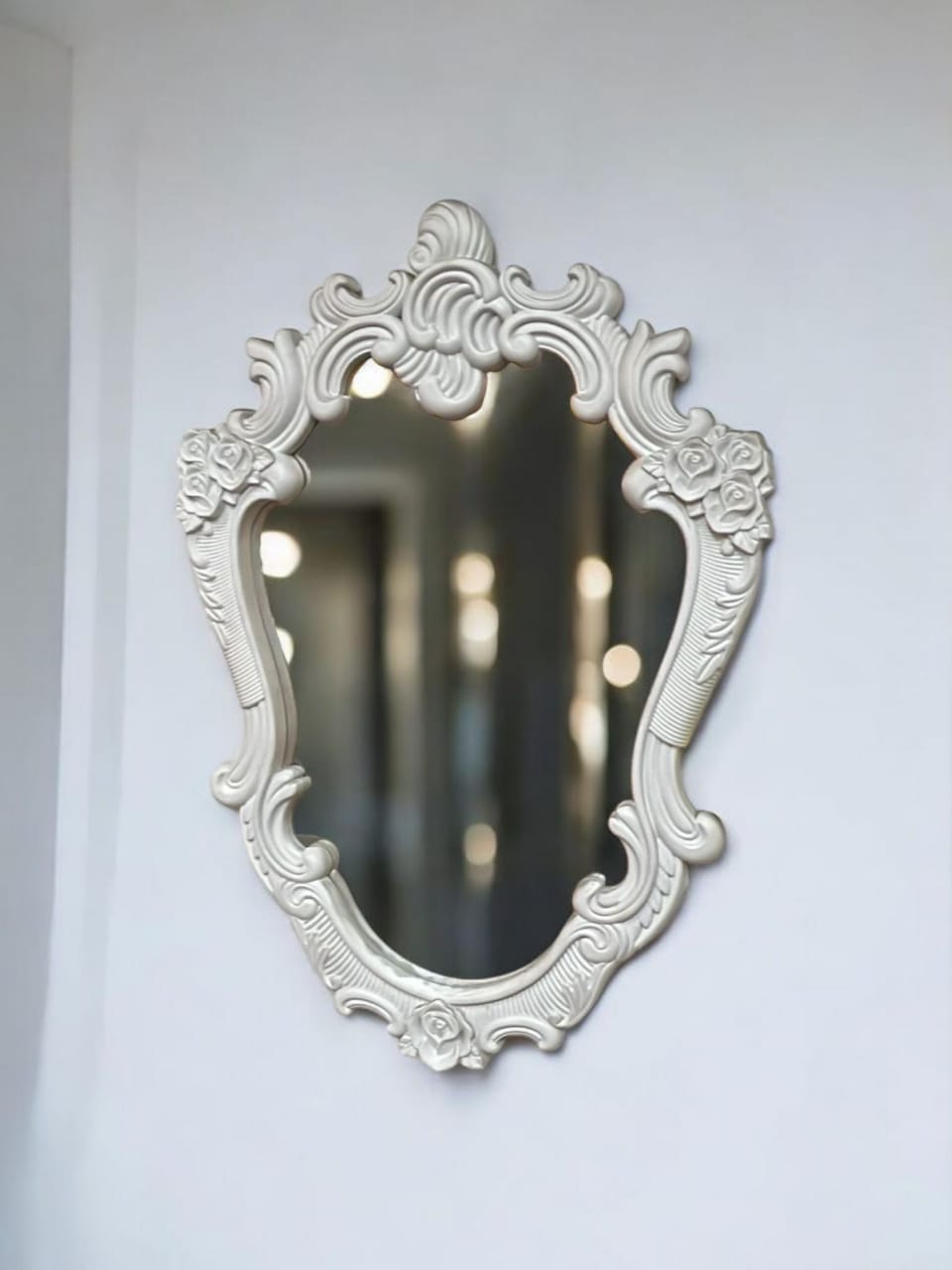 ESPEJO DECORATIVO ESTILO VINTAGE CON MARCO BLANCO 75X56 CM - 2