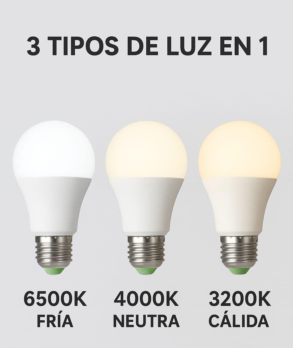 AMPOLLETA LED MULTI LUZ 7W E27 FRIA, CALIDA Y NEUTRA 3 EN 1 - 3
