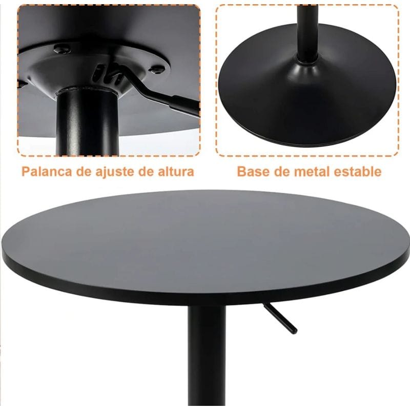 MESA ALTA REGULABLE 70 A 90CM DIAMETRO 60CM CAPACIDAD 40 KG NEGRO - 5