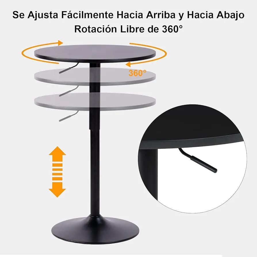 MESA ALTA REGULABLE 70 A 90CM DIAMETRO 60CM CAPACIDAD 40 KG NEGRO - 6
