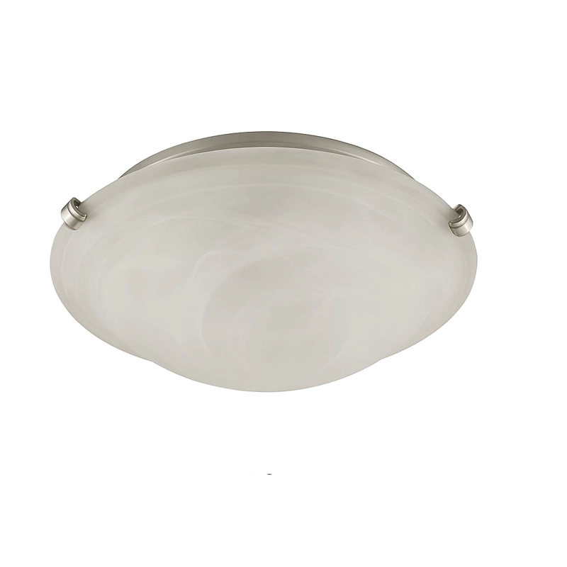 PLAFON DE TECHO INTERIOR 40CM VIDRIO ALABASTRO SATINADO PLATEADO 2 AMPOLLETAS - 1