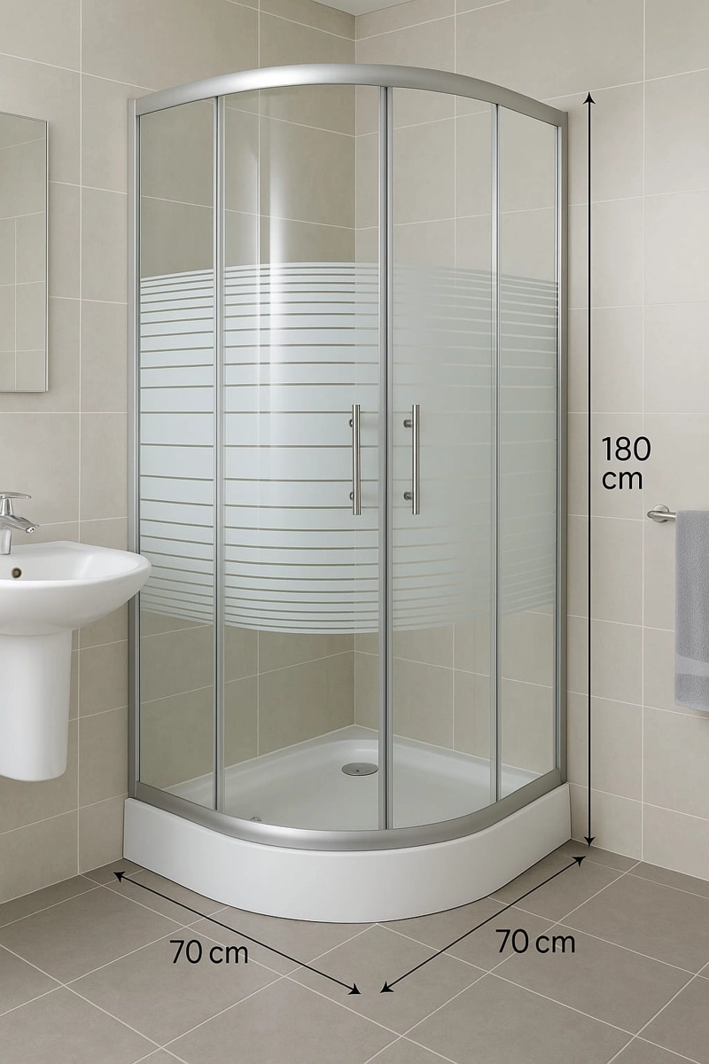 MAMPARA DUCHA CURVA 70X70CM VIDRIO TEMPLADO ALUMINIO PLATEADO - 2