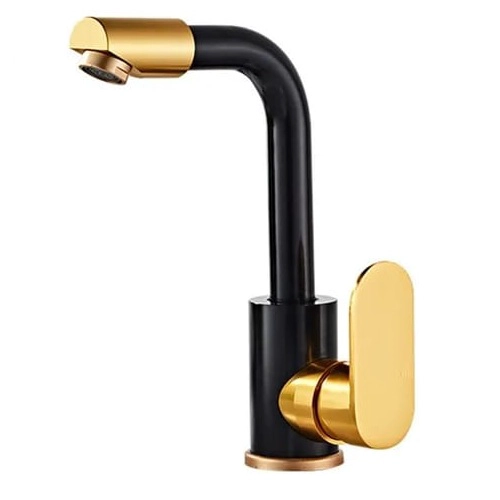 LLAVE MONOMANDO LAVAPLATOS NEGRO DORADO DISEÑO MODERNO - 1