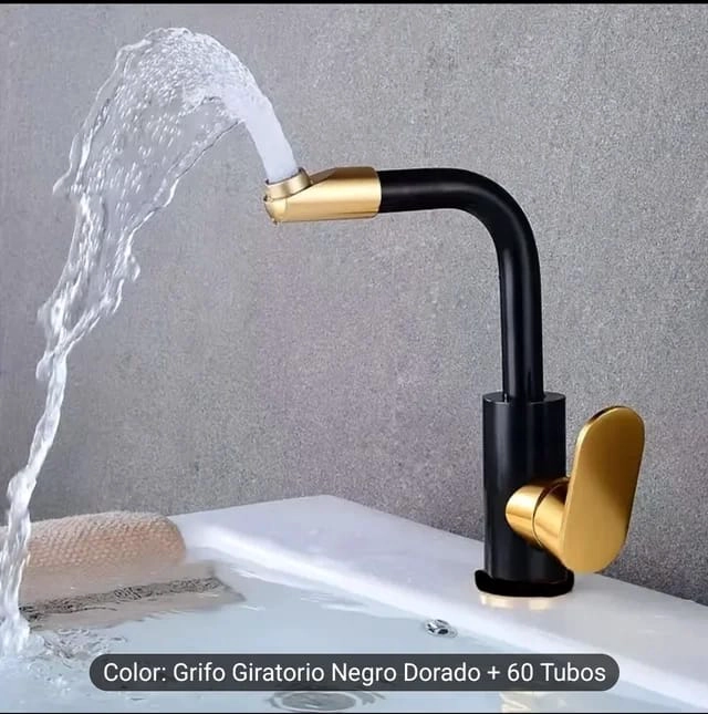 LLAVE MONOMANDO LAVAPLATOS NEGRO DORADO DISEÑO MODERNO - 4