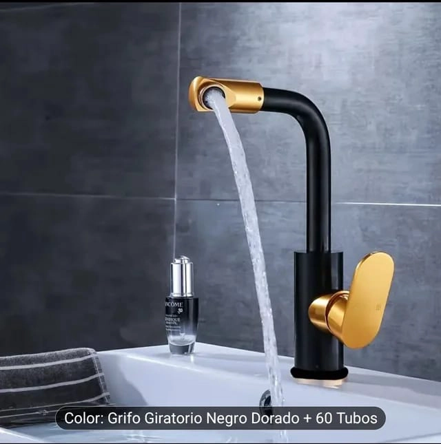 LLAVE MONOMANDO LAVAPLATOS NEGRO DORADO DISEÑO MODERNO - 5