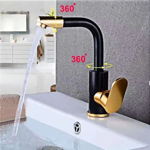 LLAVE MONOMANDO LAVAPLATOS NEGRO DORADO DISEÑO MODERNO - 6