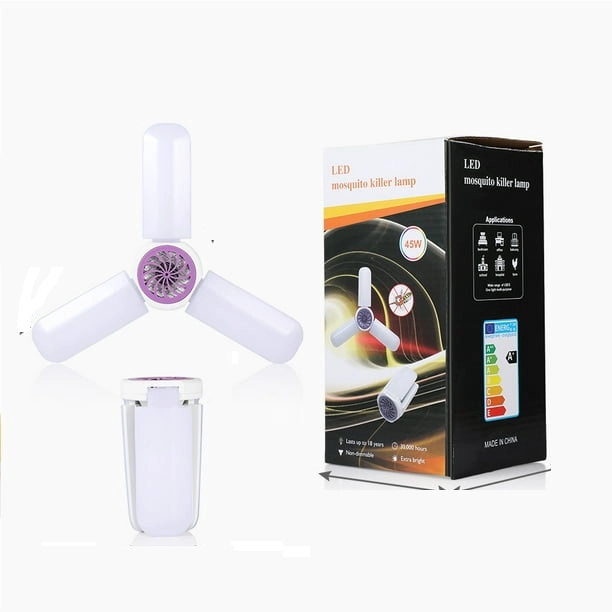 LAMPARA LED MATA MOSQUITOS 45W PLEGABLE E27 Y ATRACCION UV BLANCO - 1