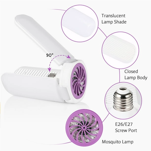 LAMPARA LED MATA MOSQUITOS 45W PLEGABLE E27 Y ATRACCION UV BLANCO - 4