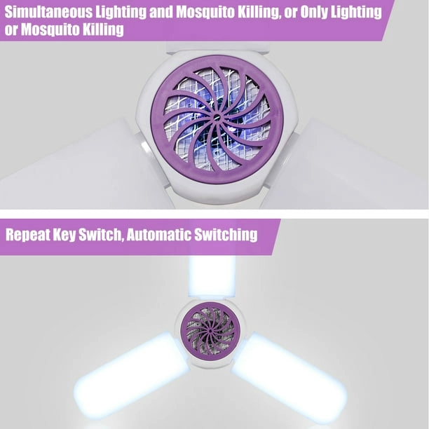 LAMPARA LED MATA MOSQUITOS 45W PLEGABLE E27 Y ATRACCION UV BLANCO - 6