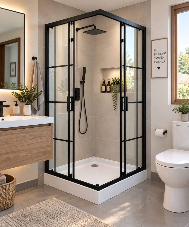 MAMPARA CABINA DUCHA ESQUINERA 70X70X190CM CON RECEPTACULO - 4