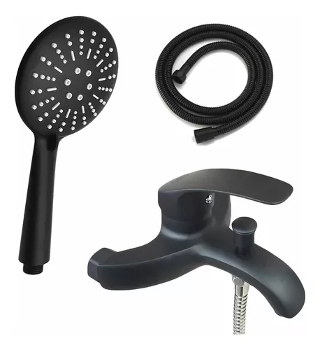 LLAVE MONOMANDO TINA DUCHA MODERNA NEGRO MATE DE LUJO - 1