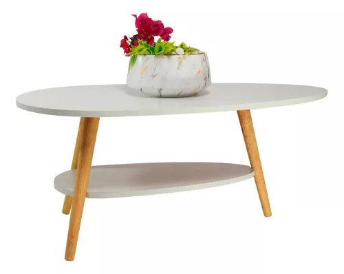 MESA DE CENTRO OVOIDE DOS NIVELES 90X50X42CM - 1