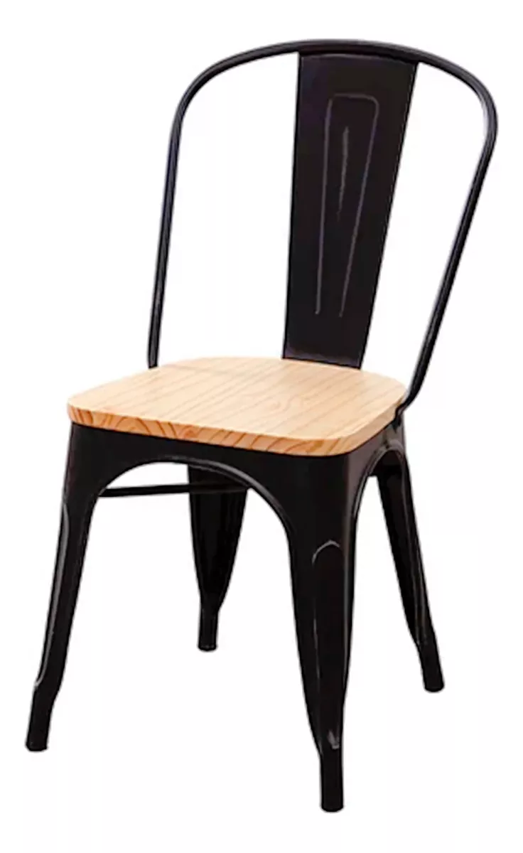 SET 4 SILLAS TOLIX METAL CON ASIENTO DE MADERA - 2
