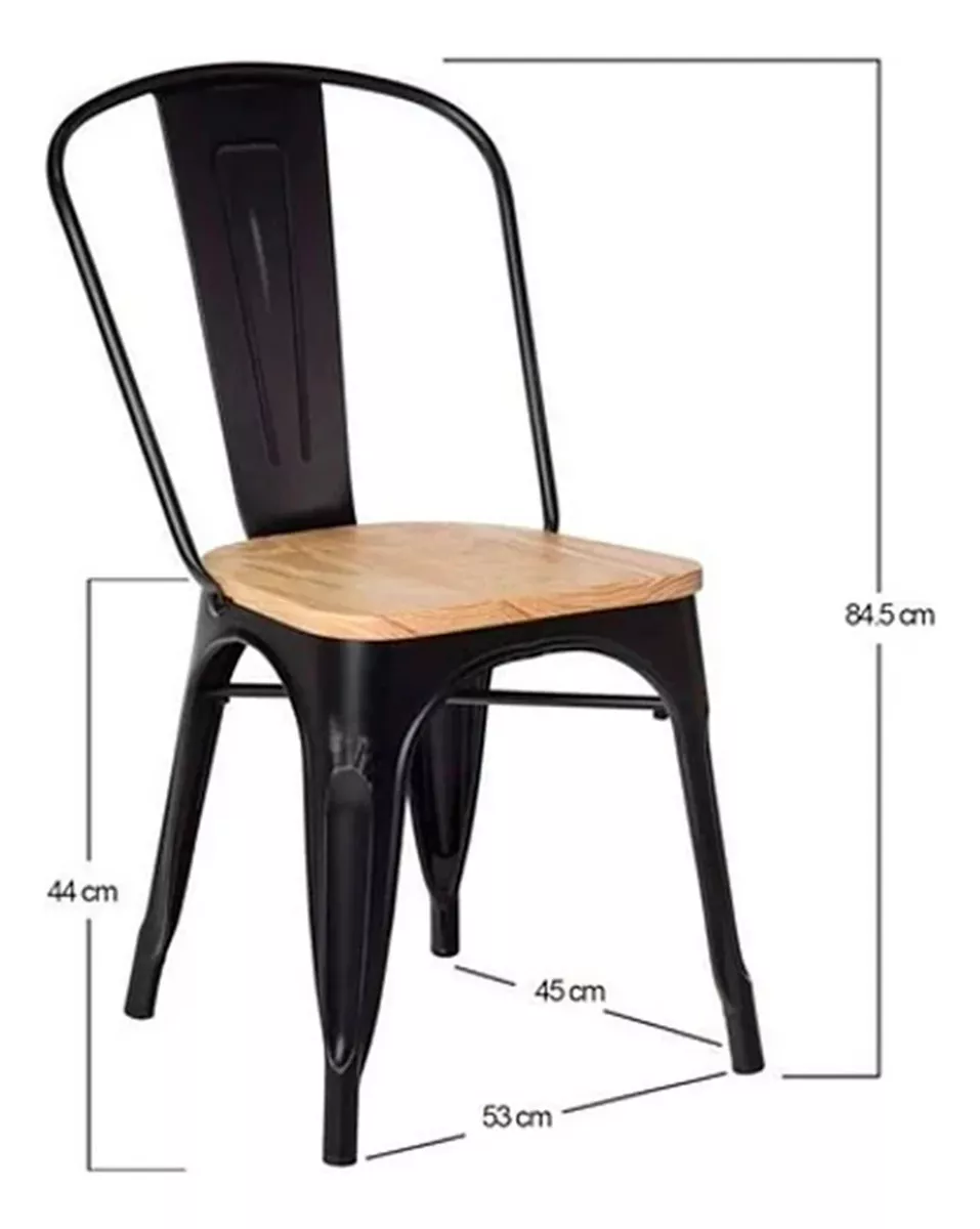 SET 4 SILLAS TOLIX METAL CON ASIENTO DE MADERA - 4