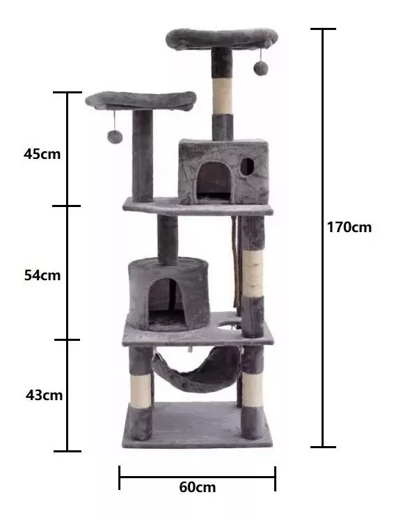 RASCADOR GATOS TIPO TORRE 170CM + HAMACA ARBOL TERCIOPELO - 4
