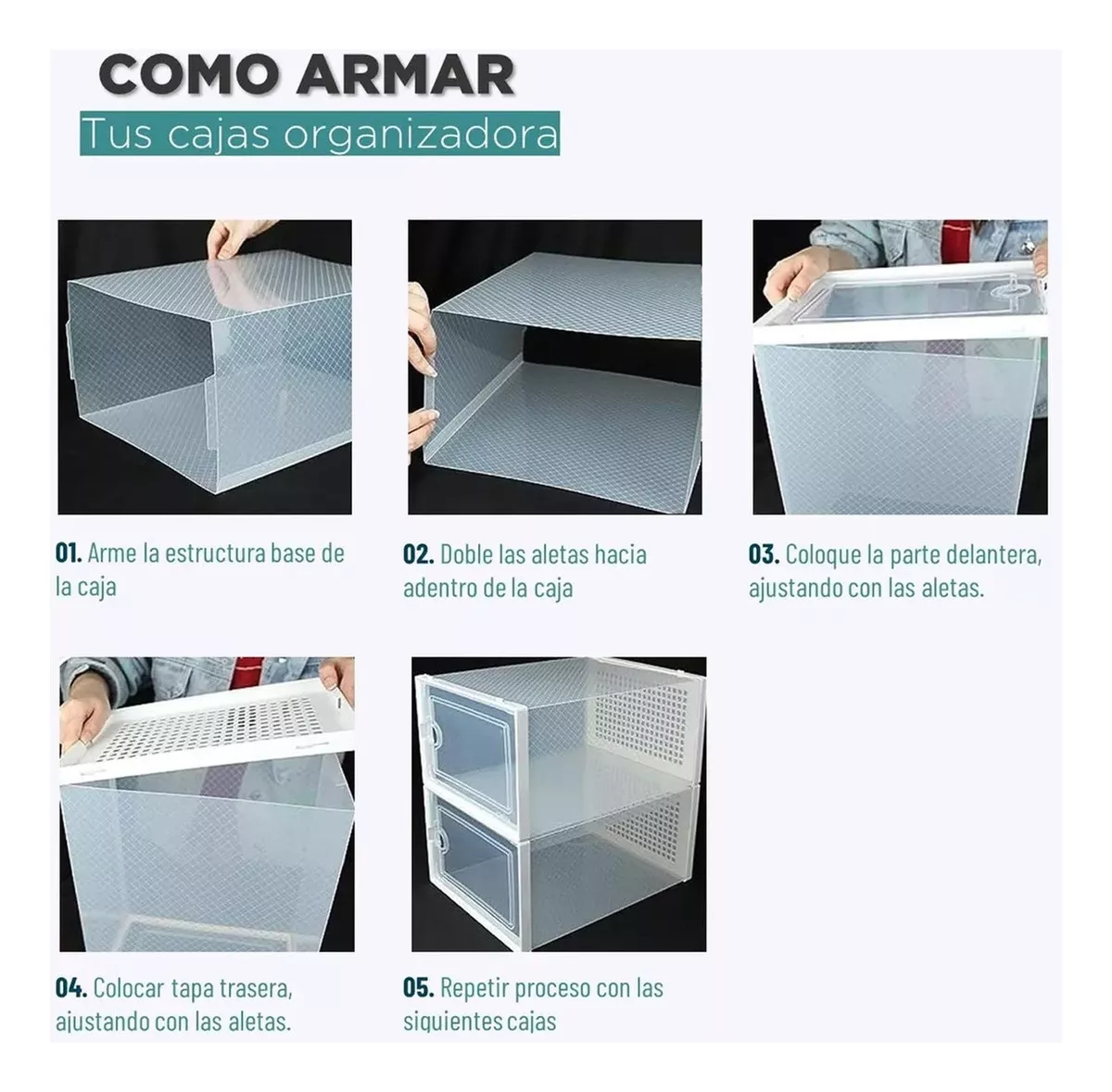 CAJA ORGANIZADORA DE ZAPATOS SET X4 APILABLES - 4