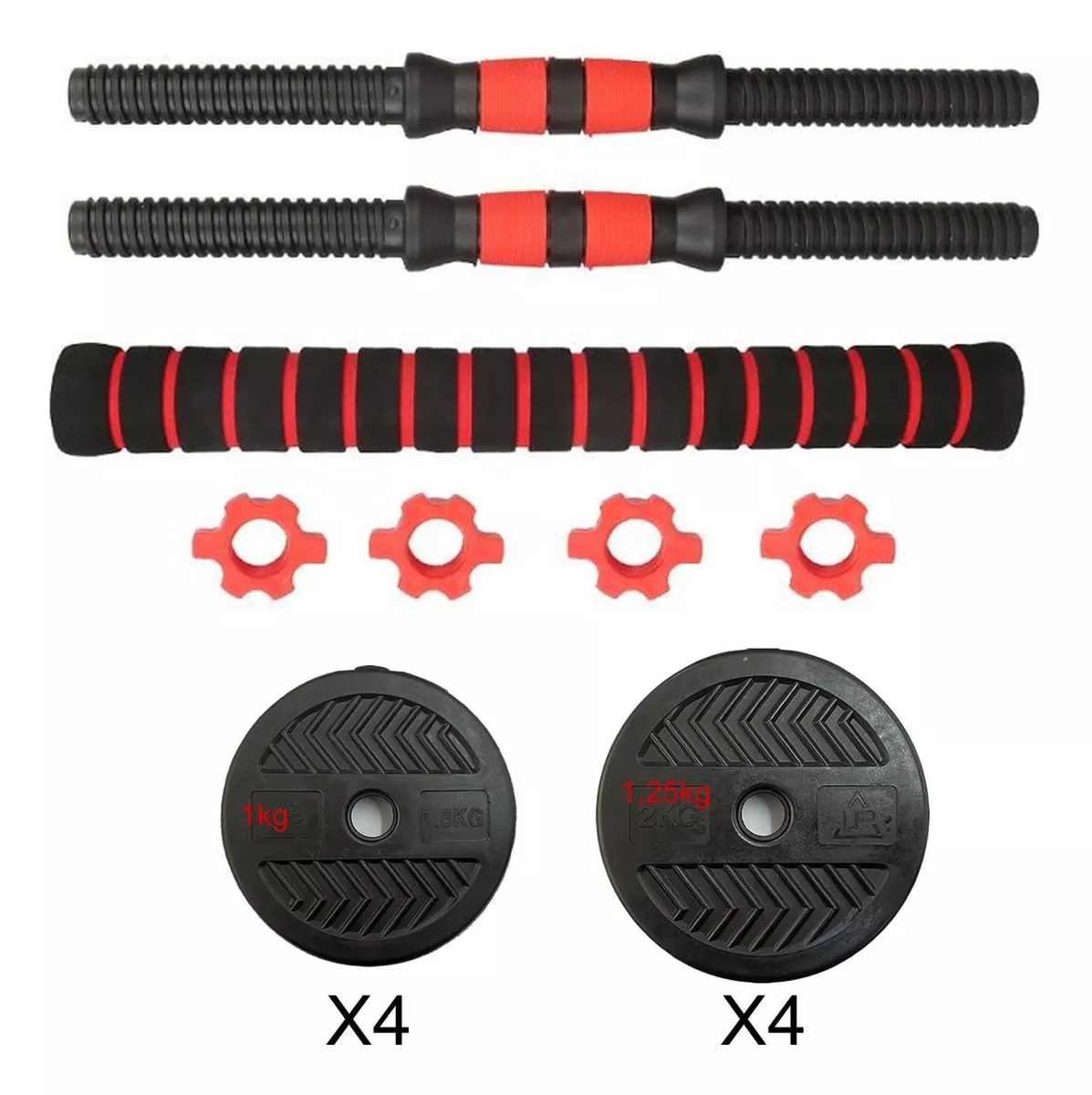 SET DE MANCUERNAS 10KG BARRA ARMABLE AJUSTABLE PROFESIONAL - 3