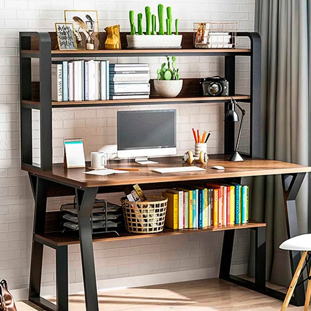 ESCRITORIO MODERNO CON REPISAS 147X120X60X72 - 1