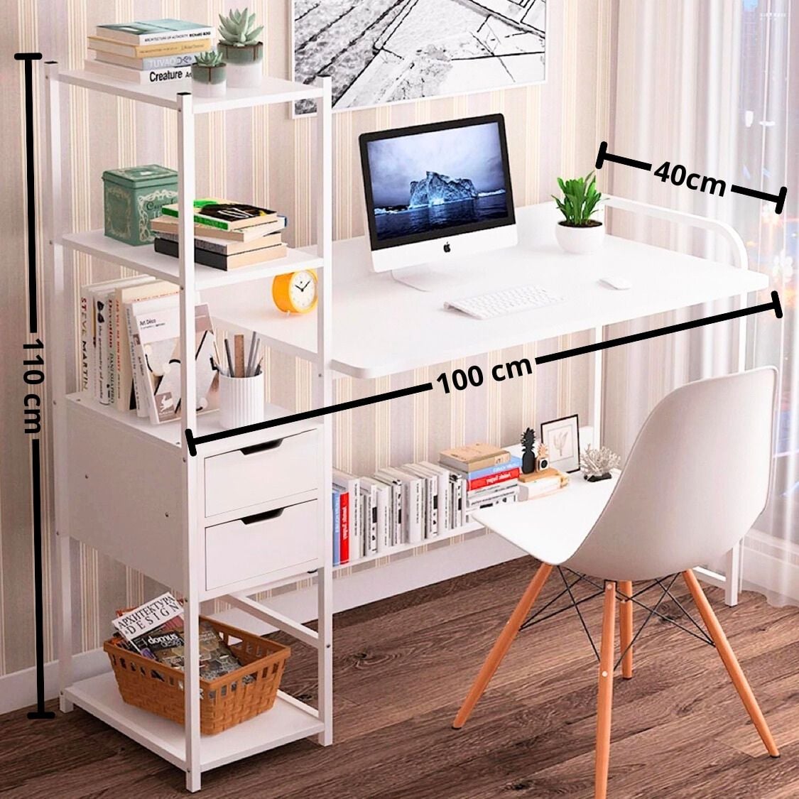 ESCRITORIO CON ORGANIZADOR 2 CAJONES 100CM - 2
