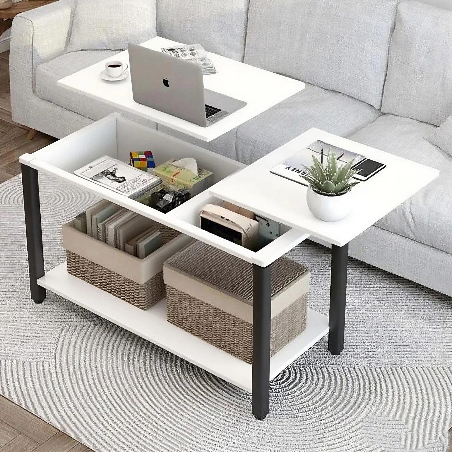 MESA DE CENTRO ELEVABLE 90X54X42CM - 2