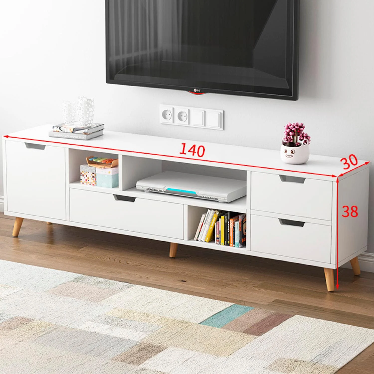 RACK TV 140X30X38CM 4 CAJONES - 3