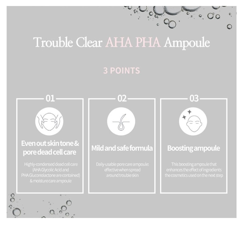 TROUBLE CLEAR AHA PHA AMPOULE - COSMÉTICA COREANA - 2