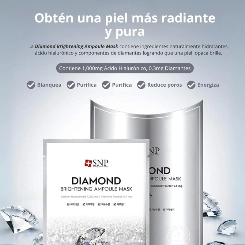 MASCARILLA EN LAMINA CON AMPOLLA ILUMINADORA DE DIAMANTES - 4