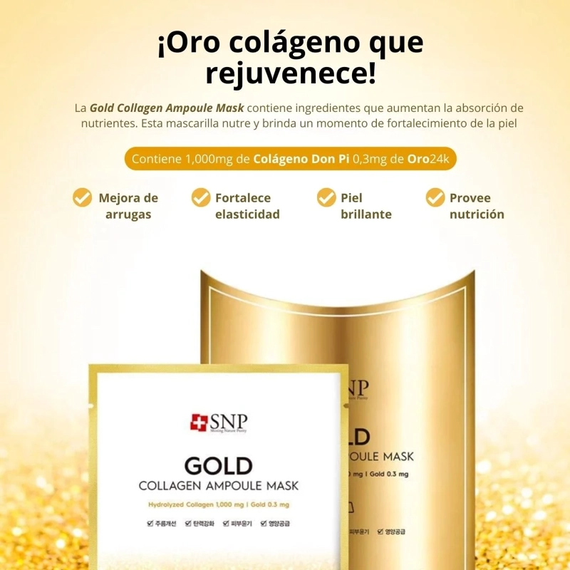MASCARILLA EN LAMINA - AMPOLLA DE COLAGENO DORADO - 3