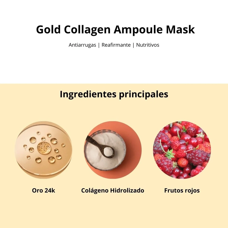 MASCARILLA EN LAMINA - AMPOLLA DE COLAGENO DORADO - 7
