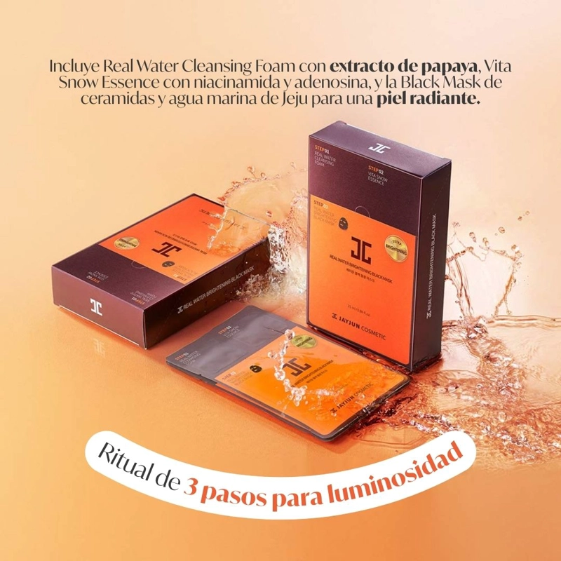 JAYJUN «REAL WATER BRIGHTENING BLACK MASK – 3 PASOS» - 2