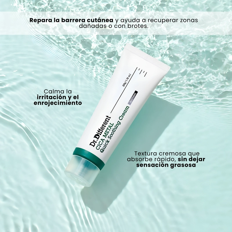 CREMA CALMANTE COREANA PIEL SENSIBLE DR.DIFFERENT CICA METAL CREAM -  50G - 2