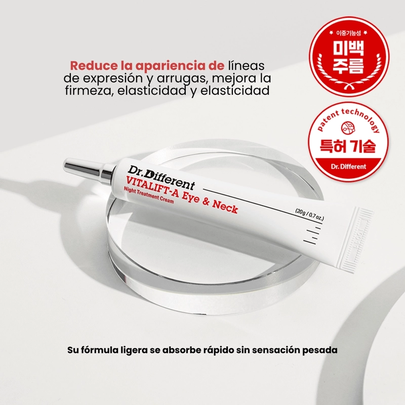 CREMA ANTIARRUGAS RETINAL COREANA PARA CUELLO Y CONTORNO DE OJOS DR.DIFFERENT VITALIFT-A - 20G - 3