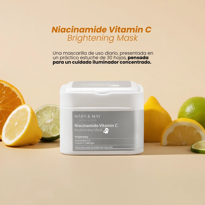 MASCARILLAS COREANAS ILUMINADORAS CON NIACINAMIDA Y VITAMINA C MARY&MAY - 30 UDS - 2