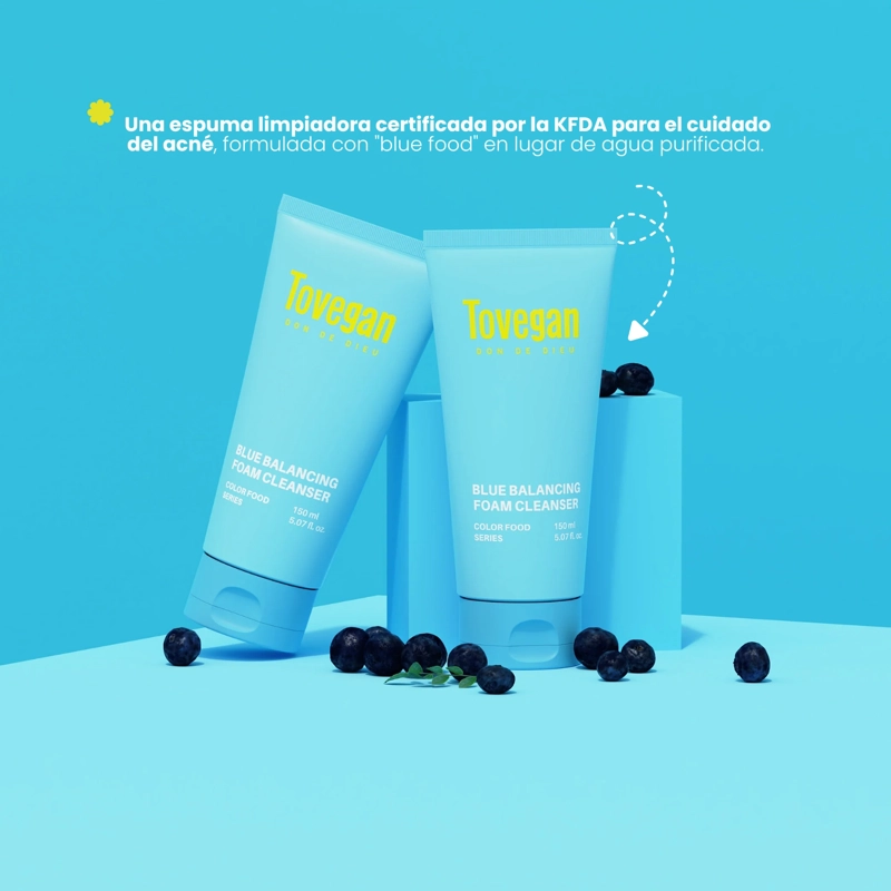 ESPUMA LIMPIADORA EQUILIBRANTE COREANA TOVEGAN BLUE BALANCING - 150ML - 2