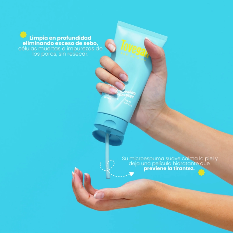 ESPUMA LIMPIADORA EQUILIBRANTE COREANA TOVEGAN BLUE BALANCING - 150ML - 3
