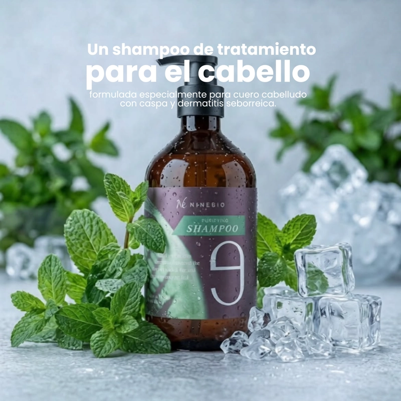 SHAMPOO ANTICASPA PARA CAPAS Y DERMATITIS SEBORREICA COREANO NINEBIO - 500ML - 2