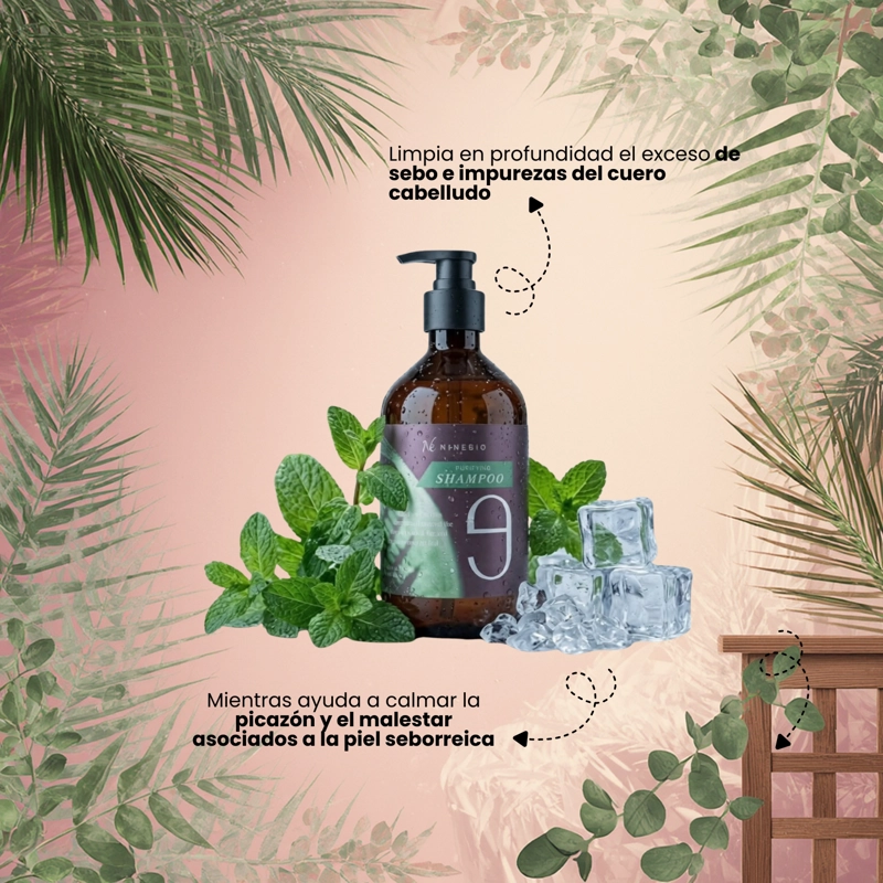 SHAMPOO ANTICASPA PARA CAPAS Y DERMATITIS SEBORREICA COREANO NINEBIO - 500ML - 3