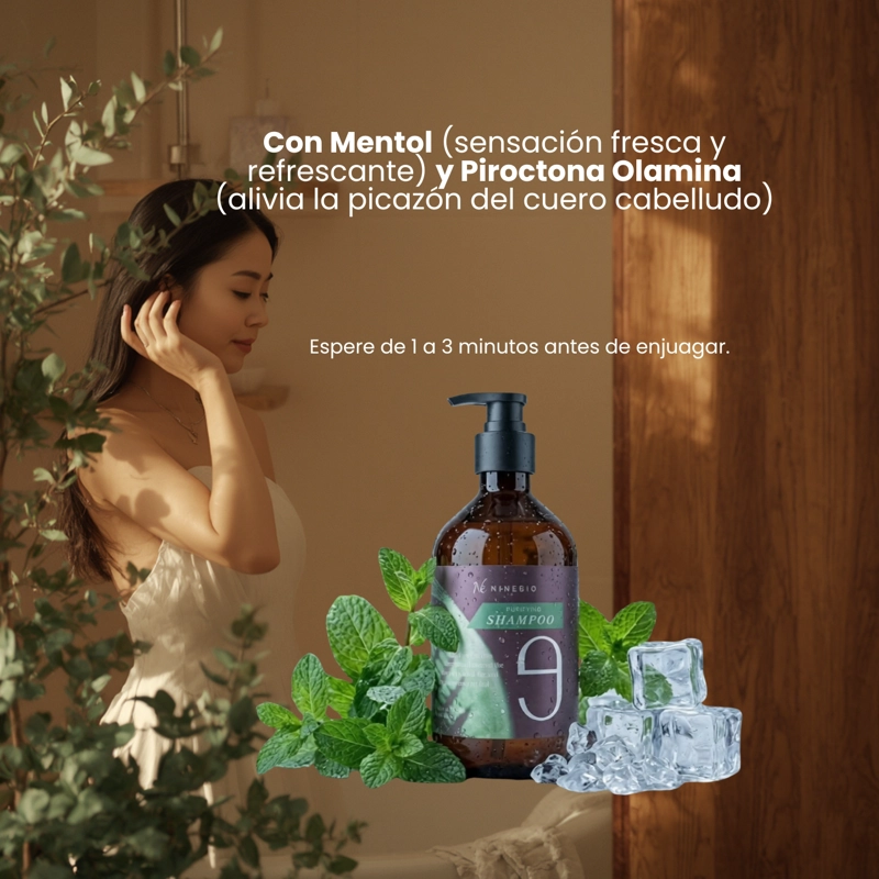 SHAMPOO ANTICASPA PARA CAPAS Y DERMATITIS SEBORREICA COREANO NINEBIO - 500ML - 4