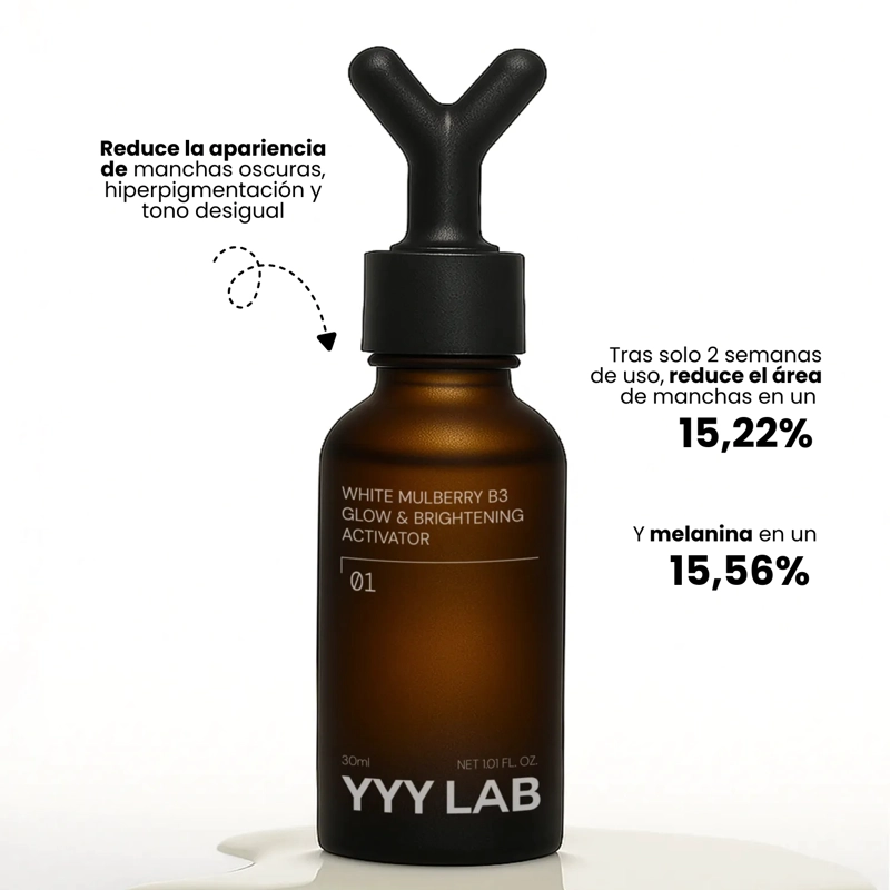 AMPOLLA COREANA ILUMINADORA Y ANTIMANCHAS DE WHITE MULBERRY Y B3 MARCA YYY LAB-30ML - 3