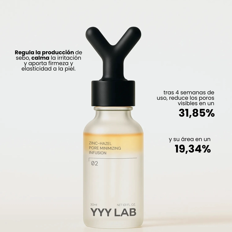 AMPOLLA COREANA PARA EL CONTROL DE SEBO Y MINIMIZAR POROS YYYLAB ZINC HAZEL - 30ML - 3