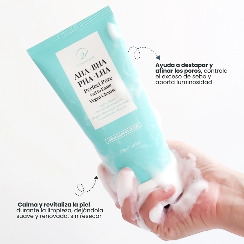 LIMPIADOR EXFOLIANTE COREANO VEGANO CON AHA BHA PHA LHA MARCA O21 - 150ML - 3