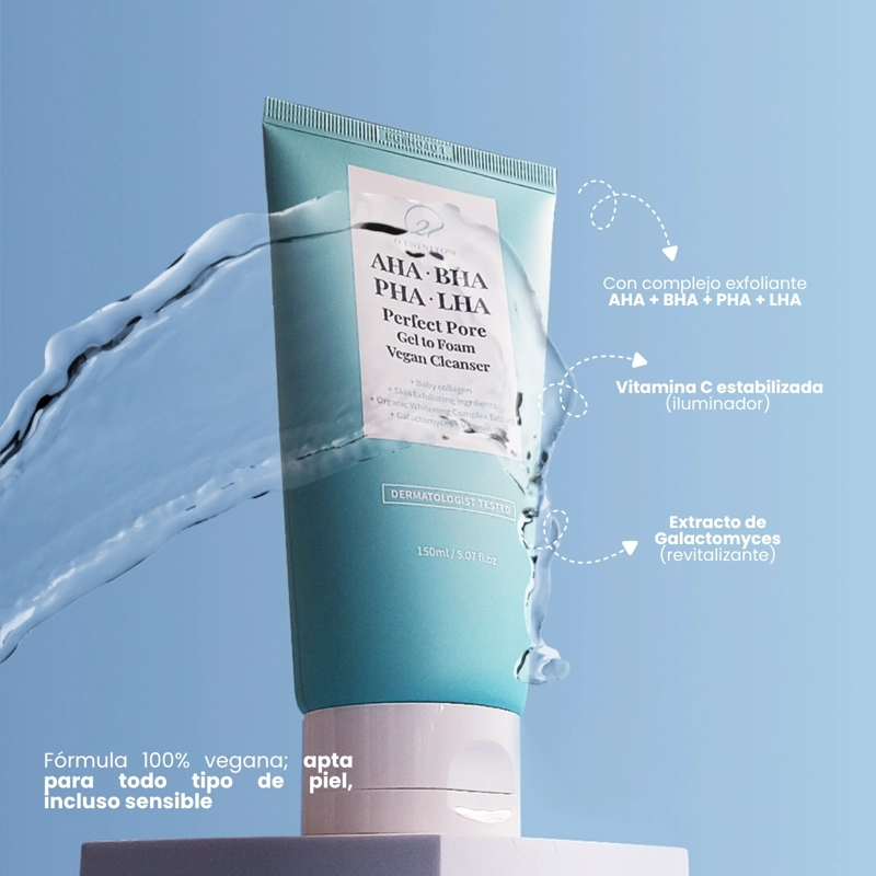 LIMPIADOR EXFOLIANTE COREANO VEGANO CON AHA BHA PHA LHA MARCA O21 - 150ML - 4